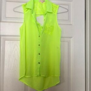 Neon yellow tank with back cut out